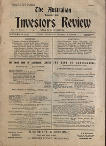Magazine - Booklet, G.W. Barton, The Australian Literary and Inverstors Review, Vol IV, 1908, 28/10/1908