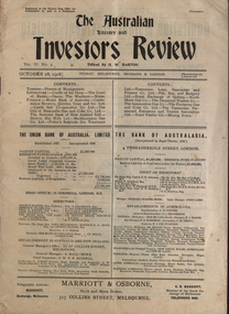 Magazine - Booklet, G.W. Barton, The Australian Literary and Investors Review, Vol IV, 1908, 28/10/1908