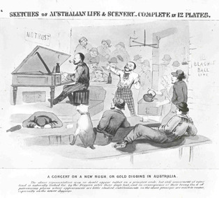 Photograph - Black and White Photograph, A Concert on a New Rush, or Gold Diggins in Australia, 1865-1869