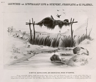 Photograph - Black and White Photograph, A Native Sepulchre, or Aboriginal Mode of Burial