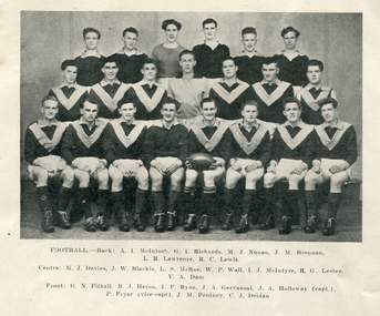 Photograph, Ballarat Teachers' College Football Team, 1949