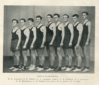 Photograph, Ballarat Teachers' College Basketball Team, 1949, 1949
