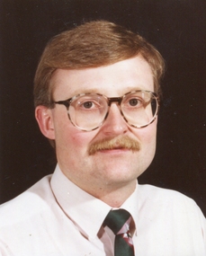 Photograph, Univesity of Ballarat Mt Helen Campus Library Staffmember Andrew Shiells, c1995