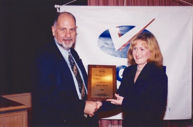 Photograph - Photograph -colour, VIOSH Australia Annual Dinner, July 1998: Presentation of Award to Jennifer Marsh