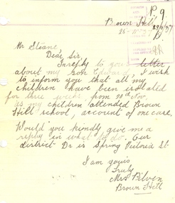 Letter, Letter from Mrs Pilven, 1938, 26/11/1937