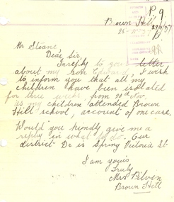 Letter, Letter from Mrs Pilven, 1938, 26/11/1937