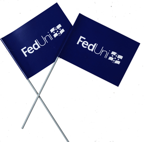 Two blue flags