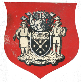 Coat of arms on red background