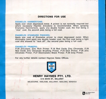 Haymes Enamelex Colour Card instructions