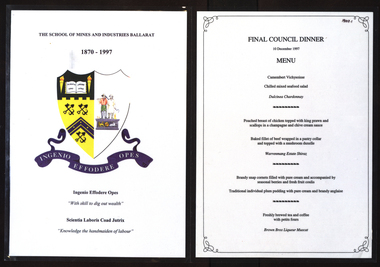 Document, Ballarat School of Mines Final Dinner, 1997