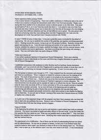 Document - Document - script, VIOSH: Transcript of Interview with Derek Viner on the development of the Graduate Diploma in Occupational Hazard Management