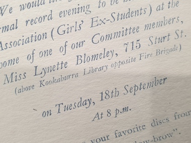 Document, Correspondence from SMB Girls' Ex students association
