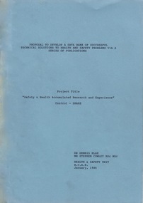 Document - Document - Booklet, VIOSH: B.C.A.E.:  Proposal to develop a data bank of successful technical solutions to health and safety problems