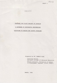 Document - Document - Draft Proposal, VIOSH: B.C.A.E.:Proposal for Pilot Program - Databank - Successful Engineering Solutions