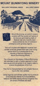 Card - Card - Advertising, ZILLES COLLECTION: Advertising Card promoting Mount Buninyong Winery