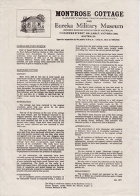 Document - Document - Article, ZILLES COLLECTION: Montrose Cottage and Eureka Military Museum; Historical Information of Restoration, 1977