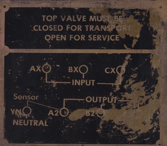 Sign - Sign - Instructions, ZILLES COLLECTION: Metal Plate with instructions: Top Valve