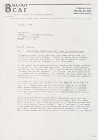 Document - Document - Costs Estimation, VIOSH: Occupational Hazard Management Course - Estimated Costs, June 1978
