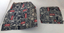Small and large paper bag with red Suttons and black and white pictures 