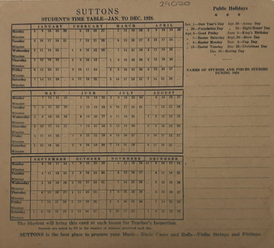 Student timetable 