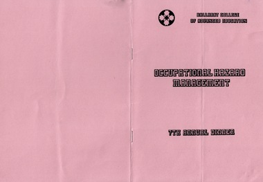 Booklet - Booklet - Programme, VIOSH: BCAE Occupational Hazard Management: 7th Annual Dinner Programme and Menu, 1985