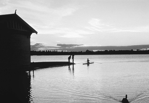 Rowing on a lake