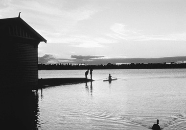 Rowing on a lake