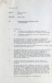 Document - Document - Financial Estimates, VIOSH: Ballarat College of Advanced Education; Cost Estimates for OHM Course, 1978