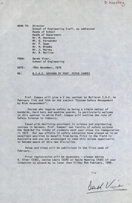 Document - Document - Timetable for Seminar, VIOSH: Ballarat College of Advanced Education; Seminar by Prof Peter Compes, 1980