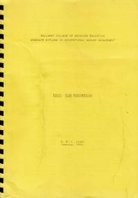 Book - Book - Handbook, VIOSH: BCAE Graduate Diploma in Occupational Hazard Management; ES Risk Engineering, Derek Viner,1986