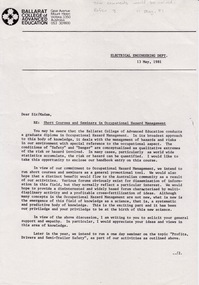 Document - Document - Timetable, VIOSH: Ballarat College of Advanced Education, Short Courses and Seminars, 1981