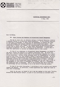 Document - Document - Timetable, VIOSH: Ballarat College of Advanced Education, Short Courses and Seminars, 1981