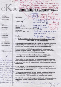 Document - Document - Proposal, VIOSH: National Safety Council of America (NSCA) Congress and Expo, New Orleans, 1999