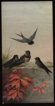 birds with autumn leaves