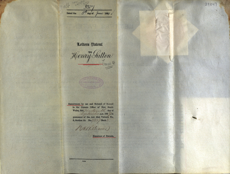 Front page of NSW Patent Document for Combustion Engine