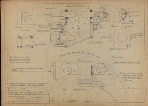 Diagram of Shoe Actuating unit R/H Rear 