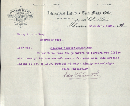 Receipt for payment of patent fees