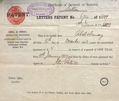 Receipt for payment of patent fees