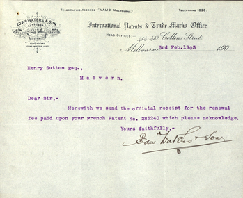 Receipt for payment of patent fees