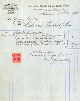 Receipt for payment of patent fees