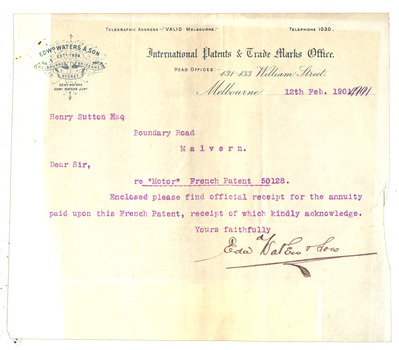 Receipt for payment of patent fees