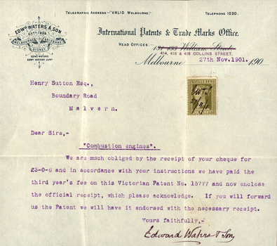 Receipt for payment of patent fees