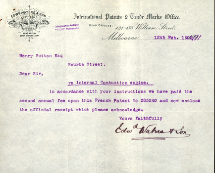Receipt for payment of patent fees