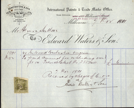 Receipt for payment of patent fees