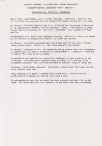 Document - Document -  Assessment Form, VIOSH - Ballarat College of Advanced Education; Graduate Diploma in Occupational Hazard Management,  Student's Course Assessment Form