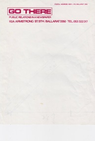 Document - Document - Letterhead, ZILLES COLLECTION: Letterhead; Go There - Public Relations in a Newspaper