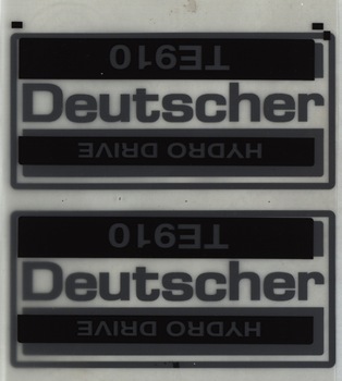 m27114.3:  Deutscher Transparencies of Decal Designs and Stickers for Large Mower - Ride-on.