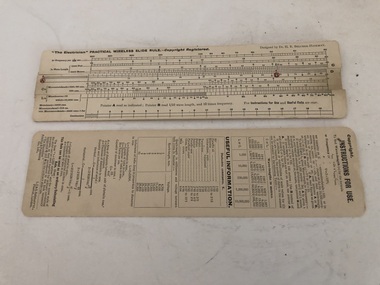 Slide rule and instruction page