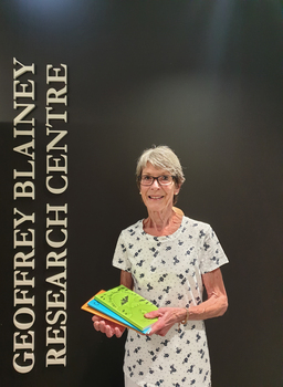 Margaret Evans, volunteer at the Geoffrey Blainey Research Centre