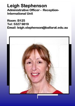 Leigh Stephenson - Administration Officer - Reception/International Unit